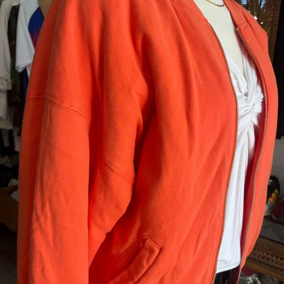 Jones New York Orange Bomber Jacket Zipper - Picture 2 of 14